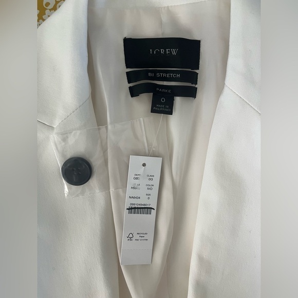 J. Crew Parke Blazer Bi-Stretch Cotton H5513 Ivory 0 - Picture 4 of 6